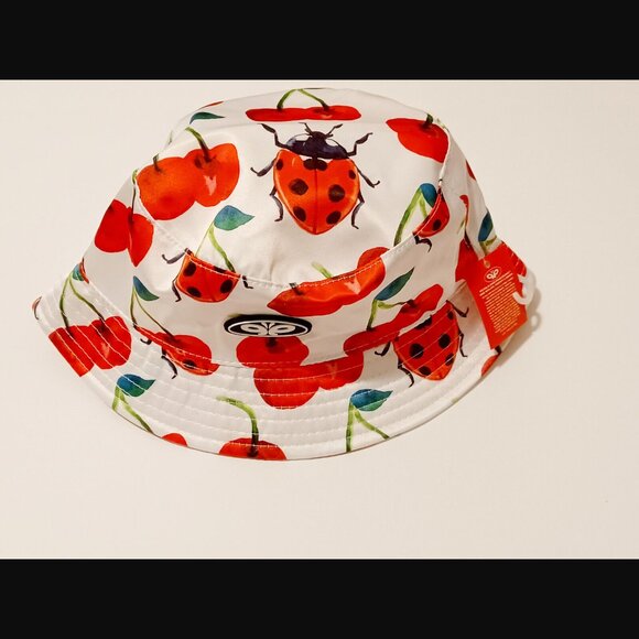 Petals and Peacocks Ladybug and Cherry White Bucket Hat NWT - Picture 3 of 9